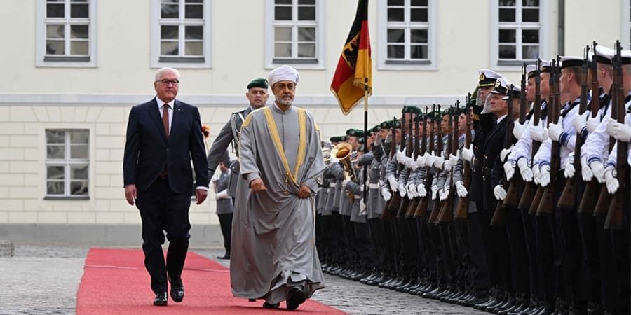 مراسم الاستقبال الرسمية بقصر بيليفو الرئاسي بالعاصمة الألمانية.