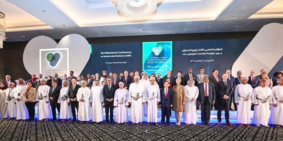 افتتاح  أعمالَ المؤتمر الوزاري العالمي الثالث حول مقاومة مضادات الميكروبات، الذي تستضيفه سلطنة عُمان ويستمر يومين.